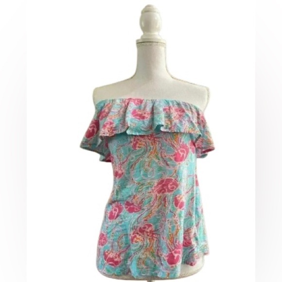 Lily Pulitzer Off the shoulder top Sz Lg - Picture 1 of 6